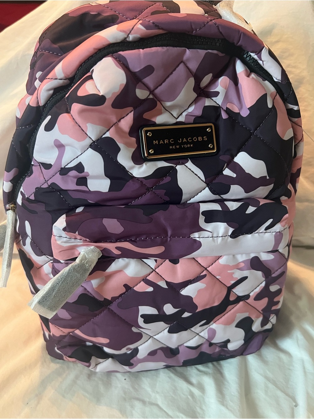 Marc Jacobs Pink Purple and White Quilted Camo Backpack